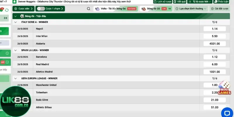 Kèo Châu Á tại UK88 giúp cân bằng cơ hội cho các đội bóng