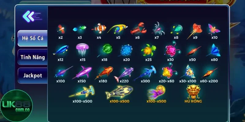 Thưởng theo từng loại vũ khí tại bắn cá UK88